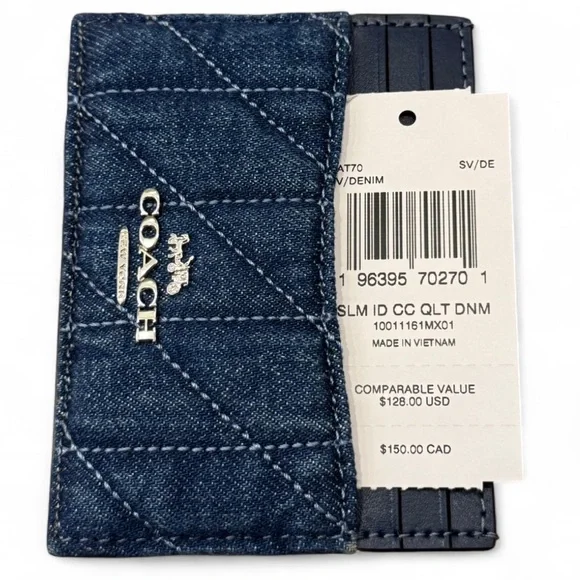 Coach - NWT - Gorgeous Denim, Blue Quilted Card Holder - Picture 3 of 7